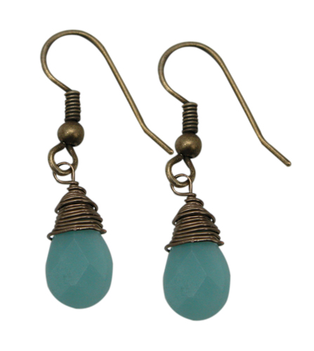 Earring Amazonite Wire Wrapped Designed by Classic Legacy