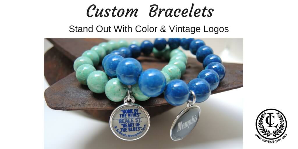Custom Bracelet Blue Color & Vintage logo