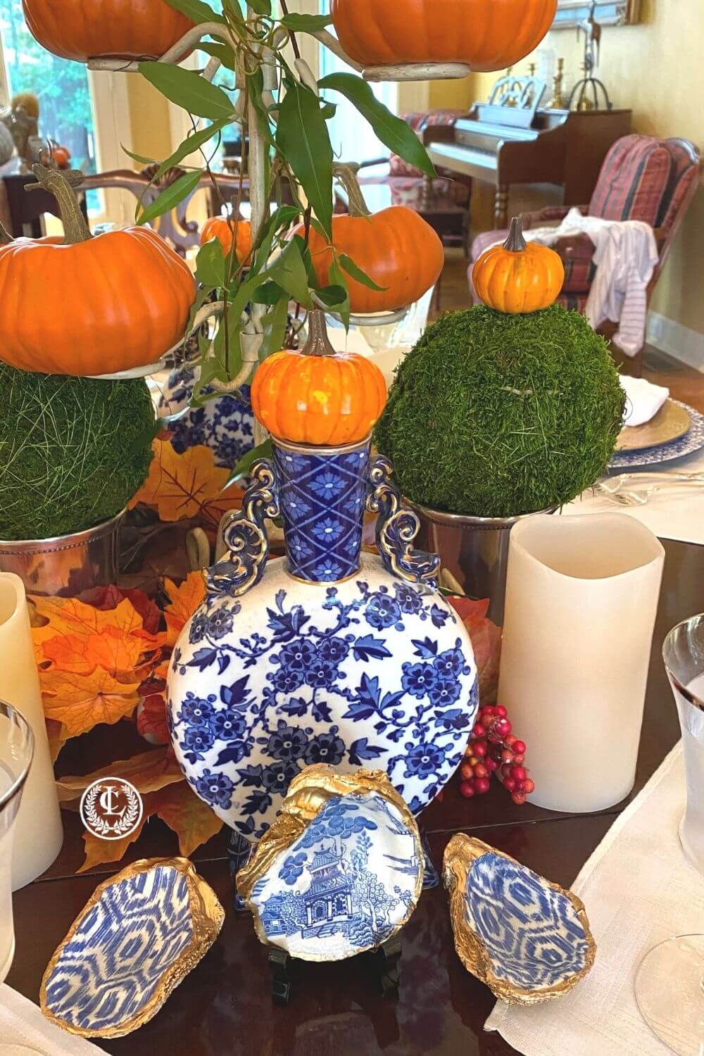 Blue and White Thanksgiving Decor - Classic Legacy Custom Gifts