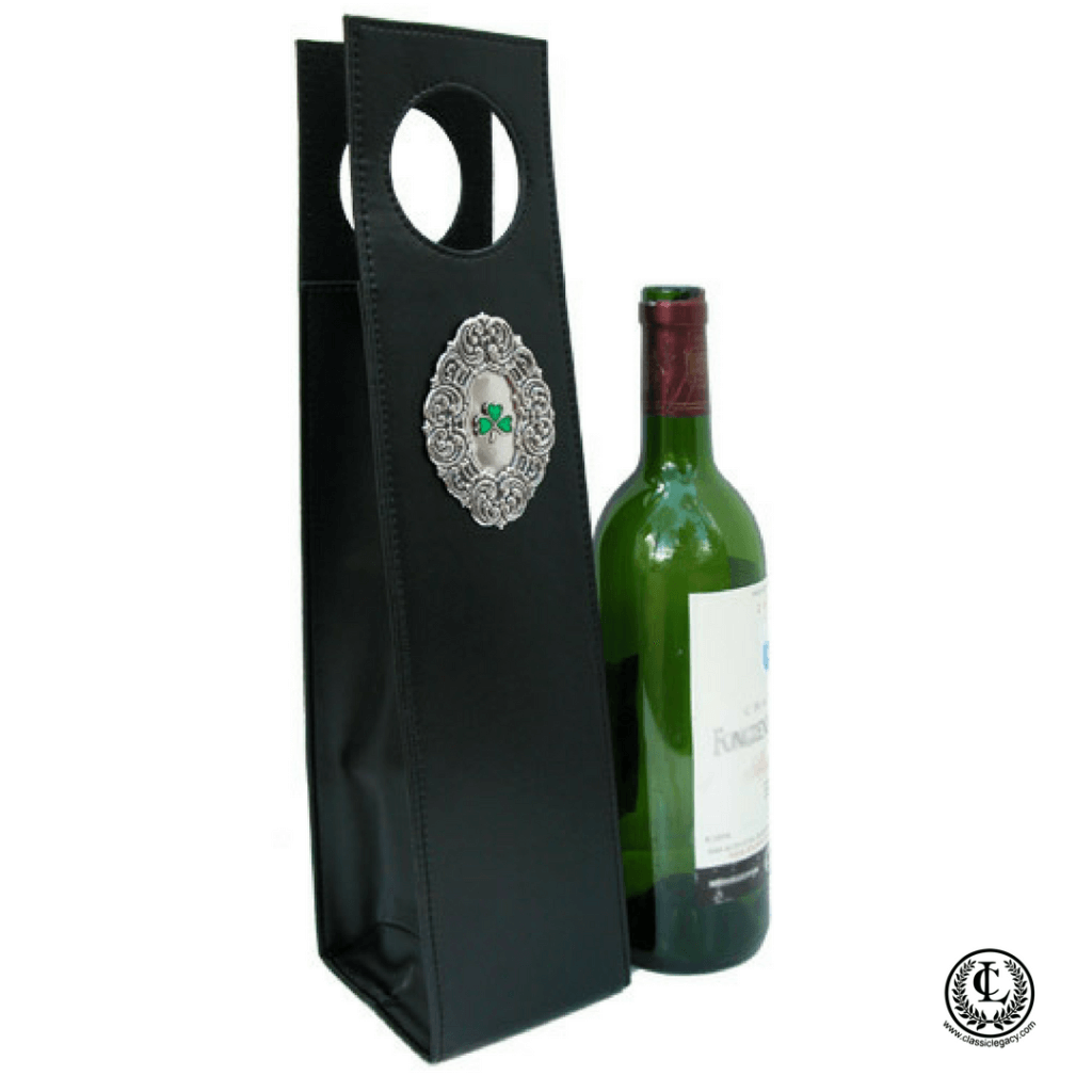 Irish Theme wine carrier with green shamrock