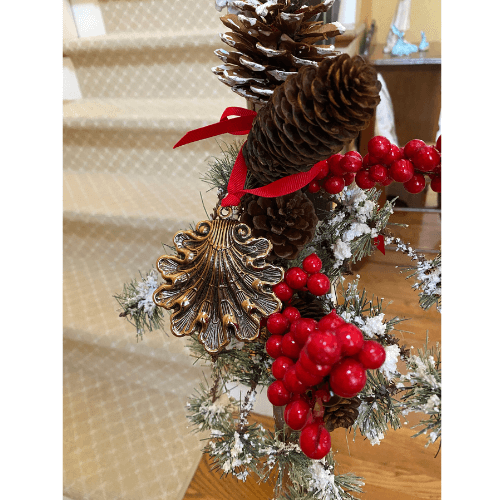 Silver Shell beach Christmas ornament for newel post decoration