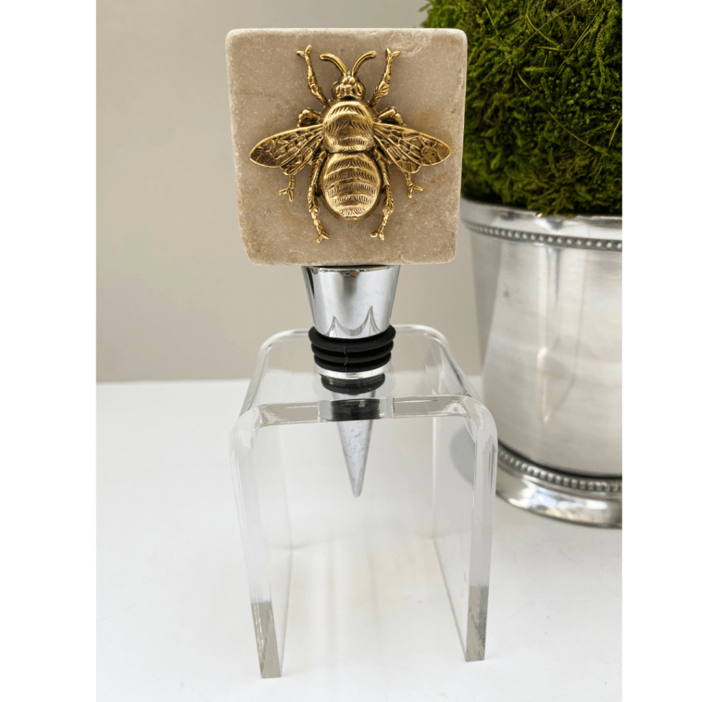 The Gold Bee Marble Wine Bottle Stopper is a great gift for any bee lover.