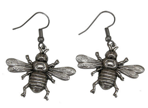 silver bee earrings